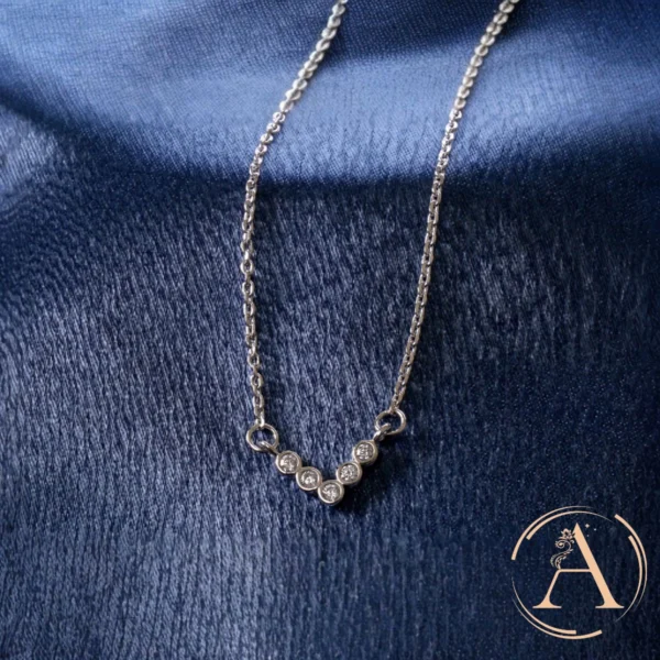 Close up view of Five-Stone V-Necklace – 925 Silver