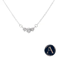Close up view of Three Stone Bar Necklace – 925 Silver