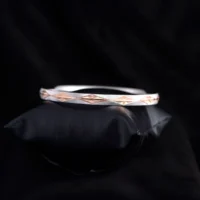 Front view of Dual Tone Geometric Kada – 925 Silver