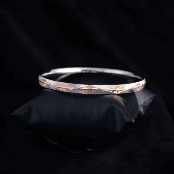 Top view of Dual Tone Geometric Kada – 925 Silver