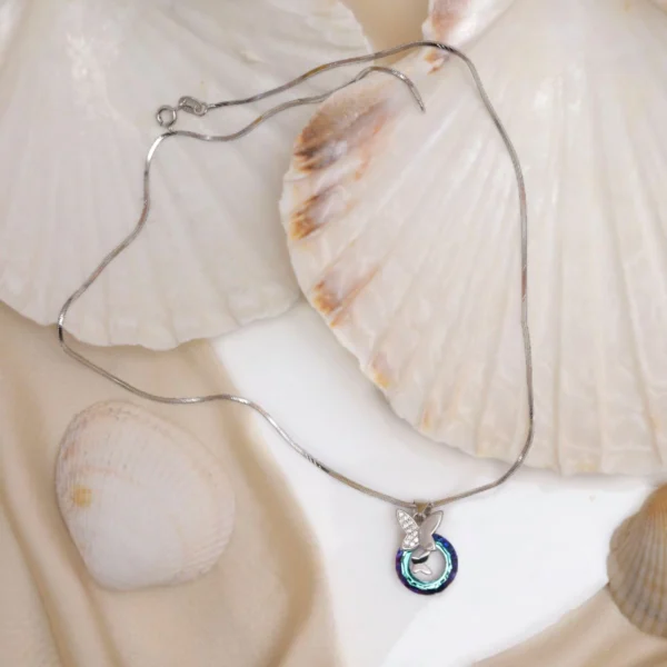 Full length view of Ocean Aura Butterfly Pendant Necklace