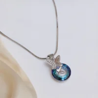 Close up of Ocean Aura Butterfly Pendant Necklace