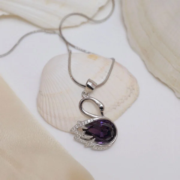 Close up of Elegant Swan Pendant Necklace
