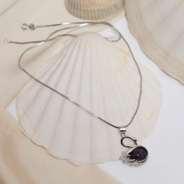 Full length of Elegant Swan Pendant Necklace