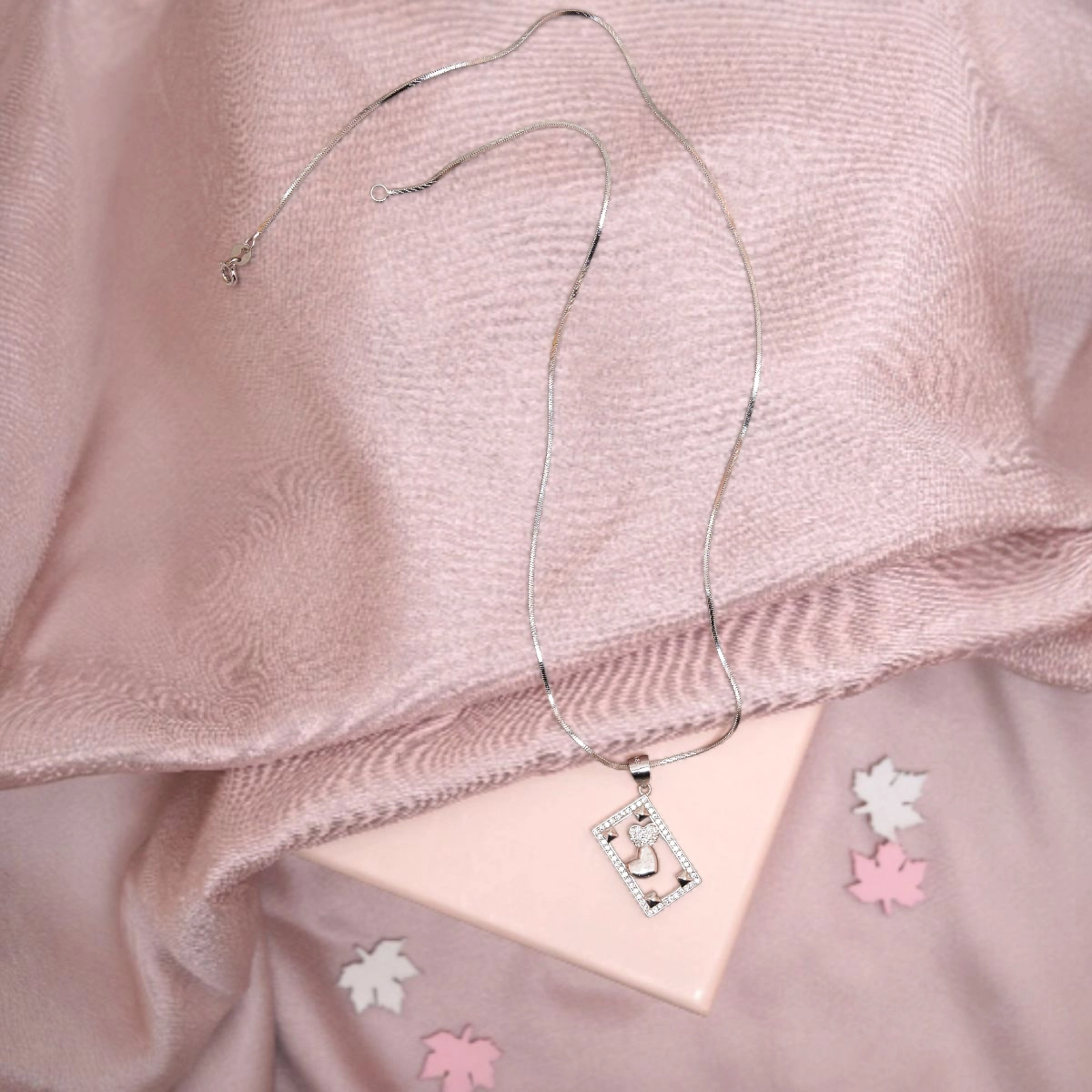 Framed Candy Pendant Necklace – 925 Silver 2 Full length view of Framed Candy Pendant Necklace – 925 Silver