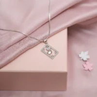 Side view of Framed Candy Pendant Necklace – 925 Silver