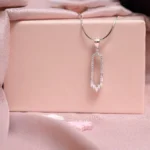 Hanging view of Geometric Link Drop Pendant Necklace