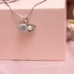 Hanging view open Pearl Oyster Shell Pendant Necklace