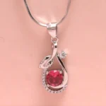 Close up of Ruby Red Bloom Pendant Necklace