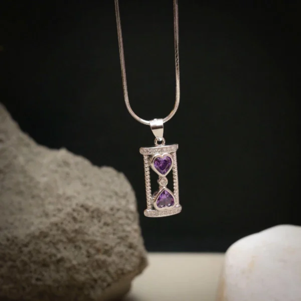 Hanging view of Hourglass of Love Pendant Necklace