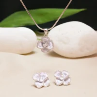 Hanging view of Lavender Petal Bloom Pendant with Earrings
