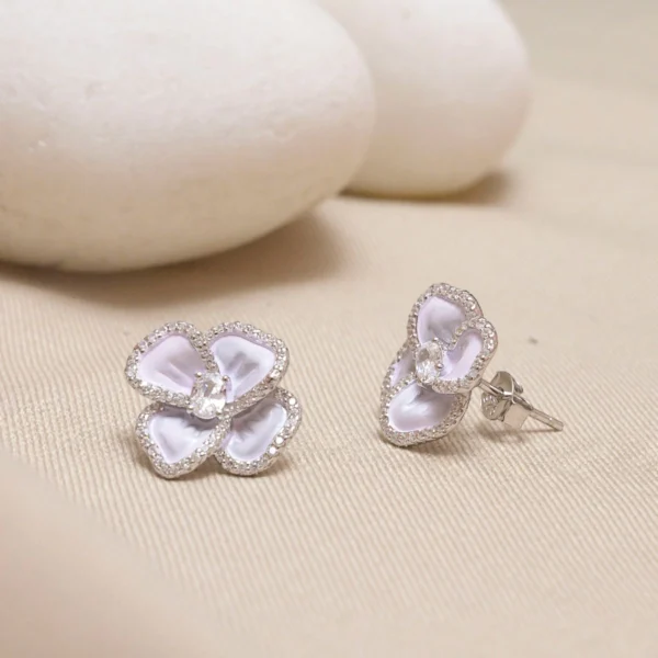 Earrings of Lavender Petal Bloom Pendant with Earrings
