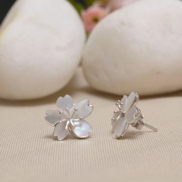 Earrings display of Blossom Petal Pendant with Earrings