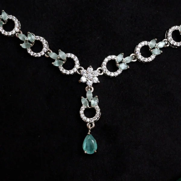 Close up of necklace Marquise Green Stone Necklace Set