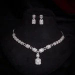 Full display of Baguette Cluster Necklace Set