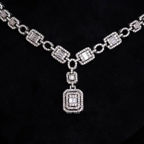Necklace close up of Baguette Cluster Necklace Set