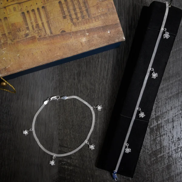Right straight left circular Lotus Charm Anklets