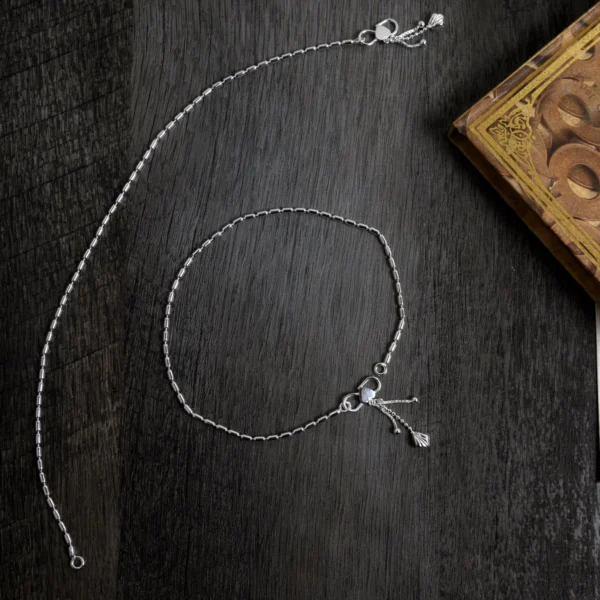 Top view of Beaded Tassel Anklets