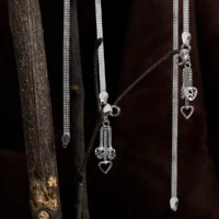 Close up of Heart Charm Anklets