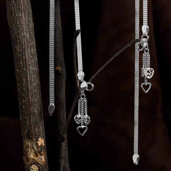 Close up of Heart Charm Anklets