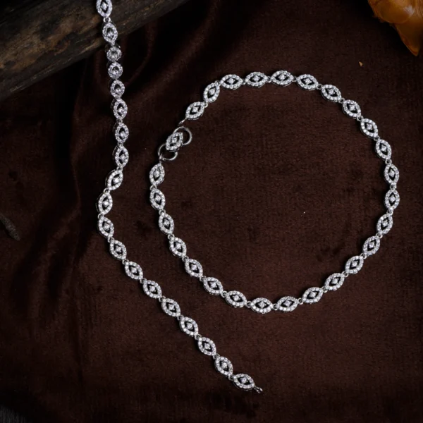 Full display of Marquise Leaf Pave Anklets