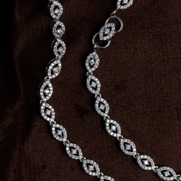Clasup close up of Marquise Leaf Pave Anklets