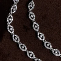 Close up of Marquise Leaf Pave Anklets