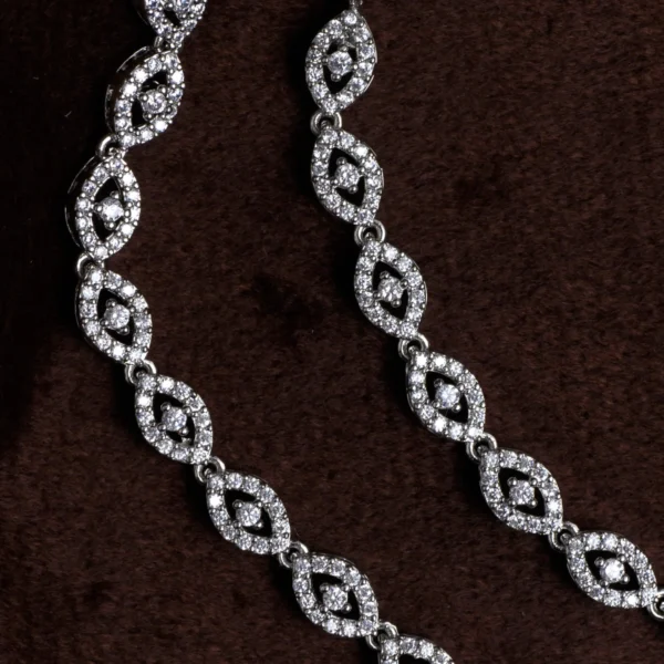 Close up of Marquise Leaf Pave Anklets