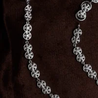 Close up of Floral Round Anklets – Graceful CZ Sparkle in 925 Silver