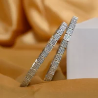 Close up of Square Motif CZ Bangles in 925 silver