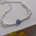 Close up of Evil Eye Textured Beaded Bracelet