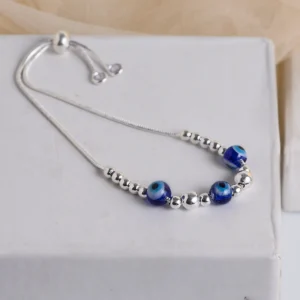 Home 62 Multi Evil Eye Beaded Bracelet – 925 Silver