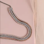Close up of Dual Tone 3-Layer CZ Tennis Bracelet