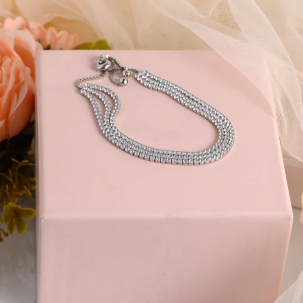 Side view of Classic 3-Layer CZ Tennis Bracelet