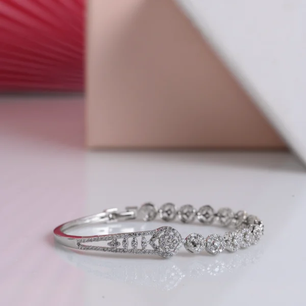 Full view in white background of Designer CZ Openable Bracelet