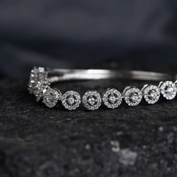Side CZs display of Designer CZ Openable Bracelet