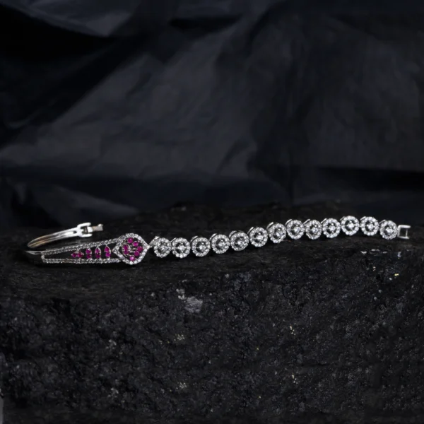 Full length display of Ruby Halo Openable Bracelet