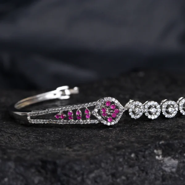 Close up of Ruby Halo Openable Bracelet