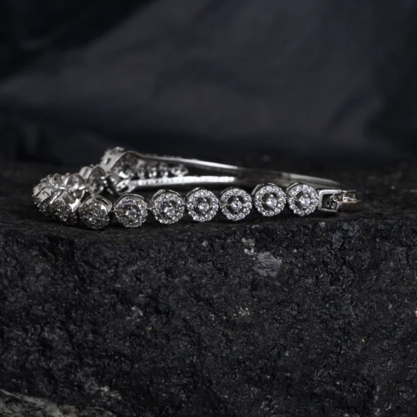 Side view of Ruby Halo Openable Bracelet