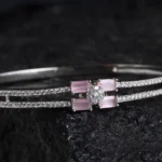 Close up of Pink Stone Dual Band Bracelet