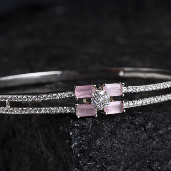 Close up of Pink Stone Dual Band Bracelet