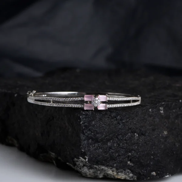 Front view of Pink Stone Dual Band Bracelet