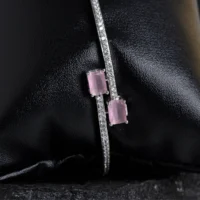 Close up of Twin Pink Stone CZ Bracelet