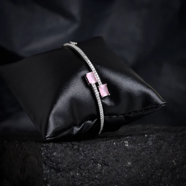 Full front view of Twin Pink Stone CZ Bracelet