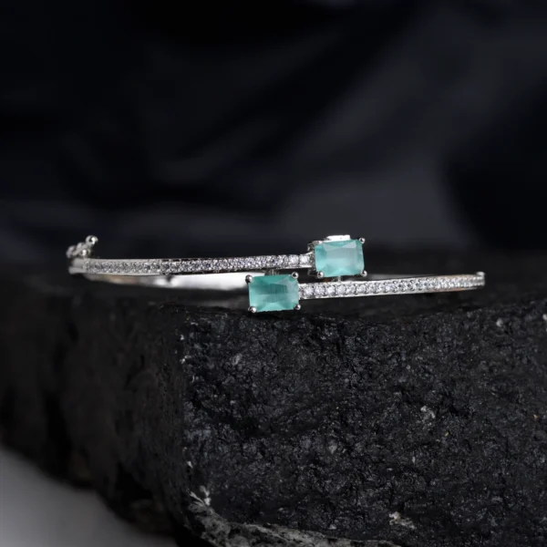 Front view of Twin Green Stone CZ Bracelet