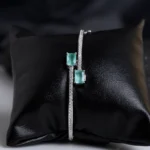 Close up of Twin Green Stone CZ Bracelet