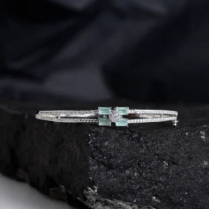 Quad Green Stone CZ Bracelet – 925 Silver