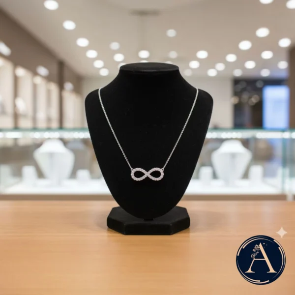 Display on bust of Classic Infinity Necklace – 925 Silver