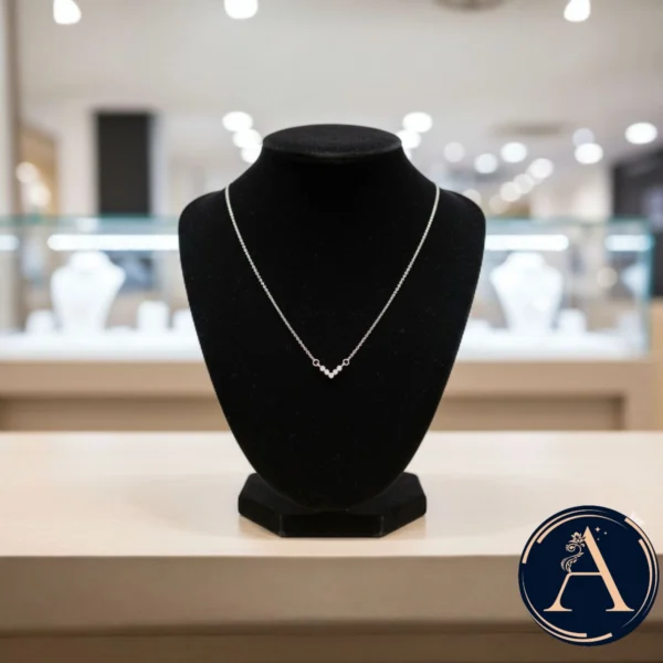 Display on the bust of Five-Stone V-Necklace – 925 Silver