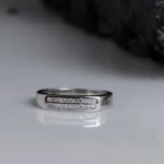 Front close up view of Dual Line CZ Band Ring for Women – 925 Silver